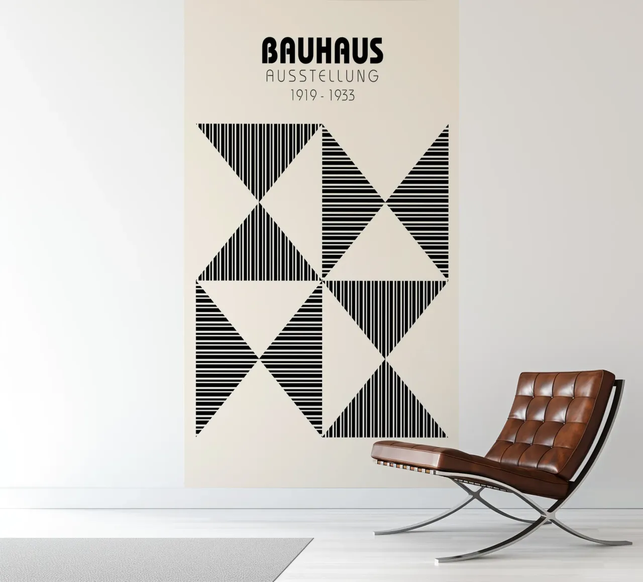 Bauhaus Geometric Lined Triangle Pattern Art photo wallpaper by NorwesClub
