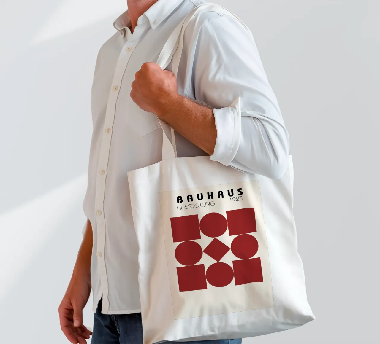 Bauhaus 1923 Geometric Red Shapes Poster tote bag by NorwesClub