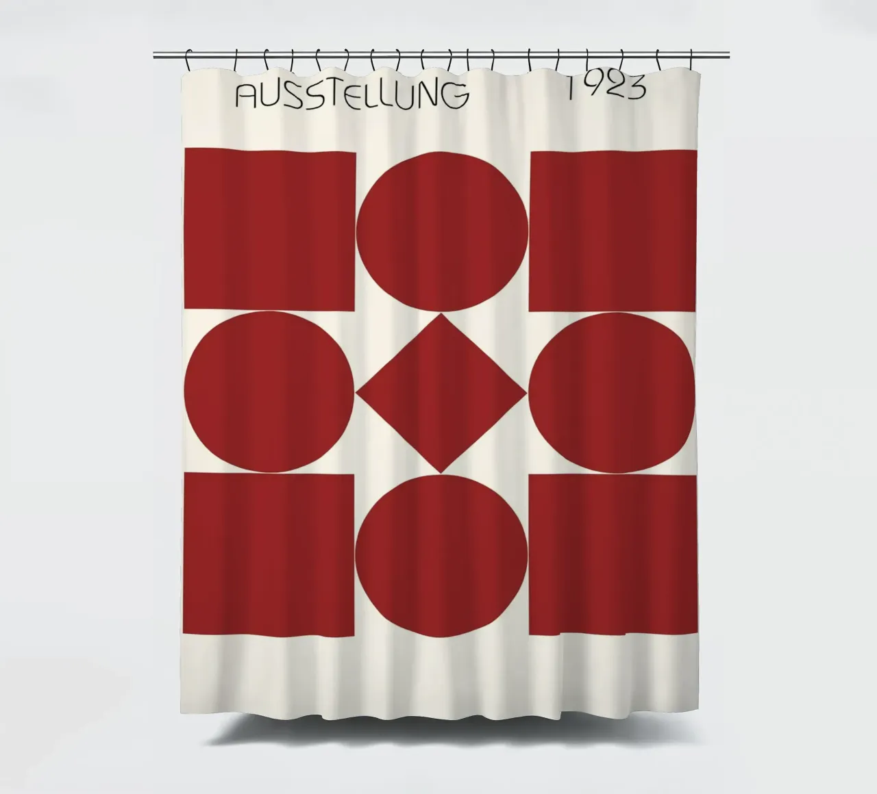 Bauhaus 1923 Geometric Red Shapes Poster shower curtain by NorwesClub