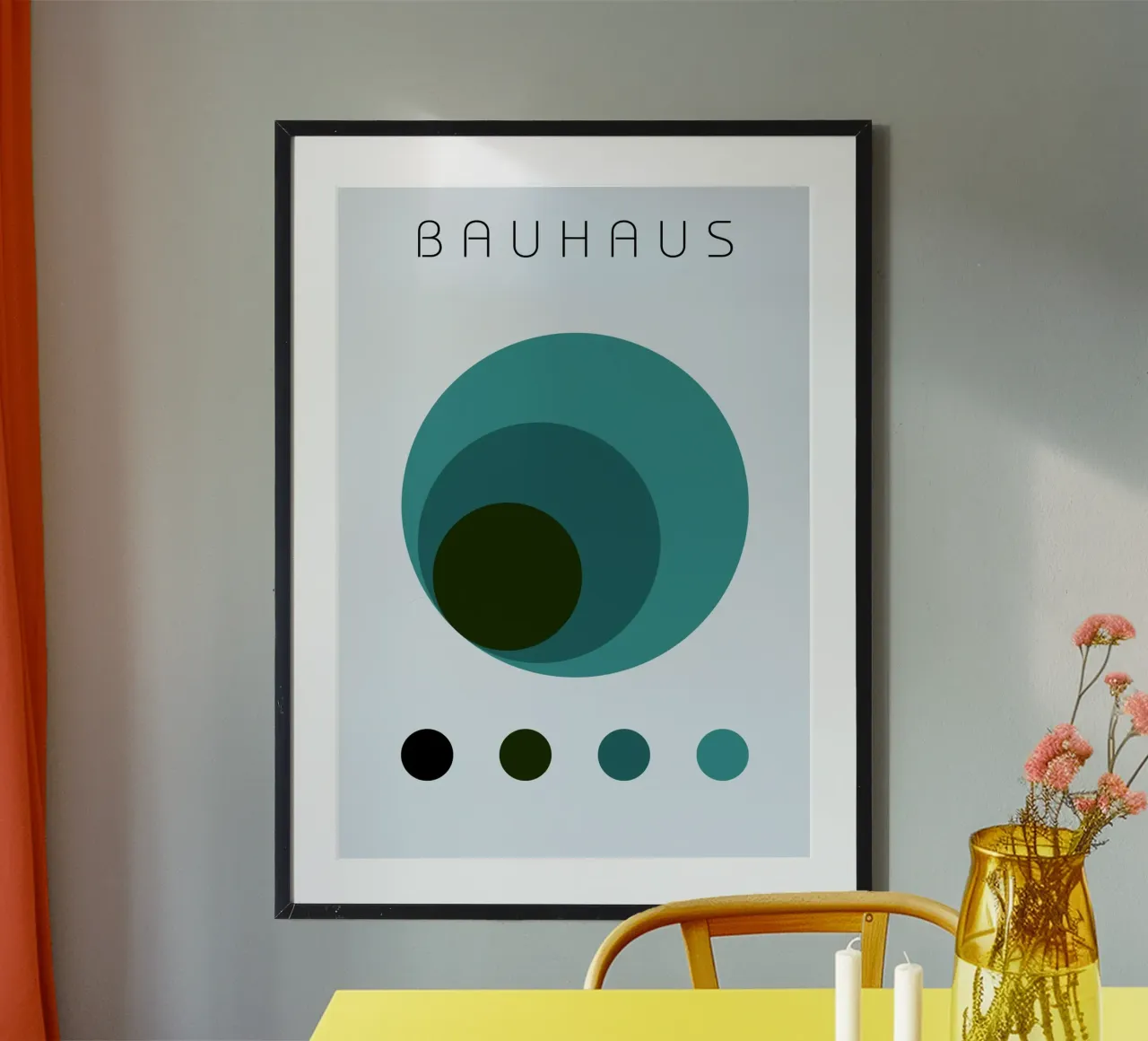 Bauhaus abstracte groenblauwe cirkels kleurstudie kunst poster van NorwesClub