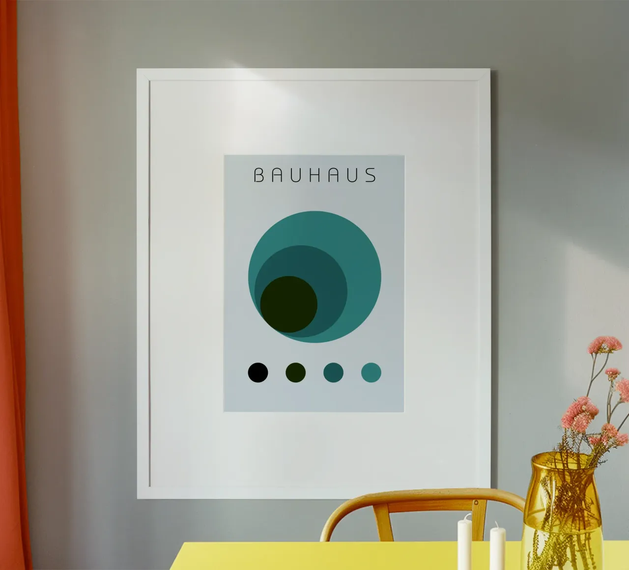 Bauhaus abstracte groenblauwe cirkels kleurstudie kunst poster van NorwesClub