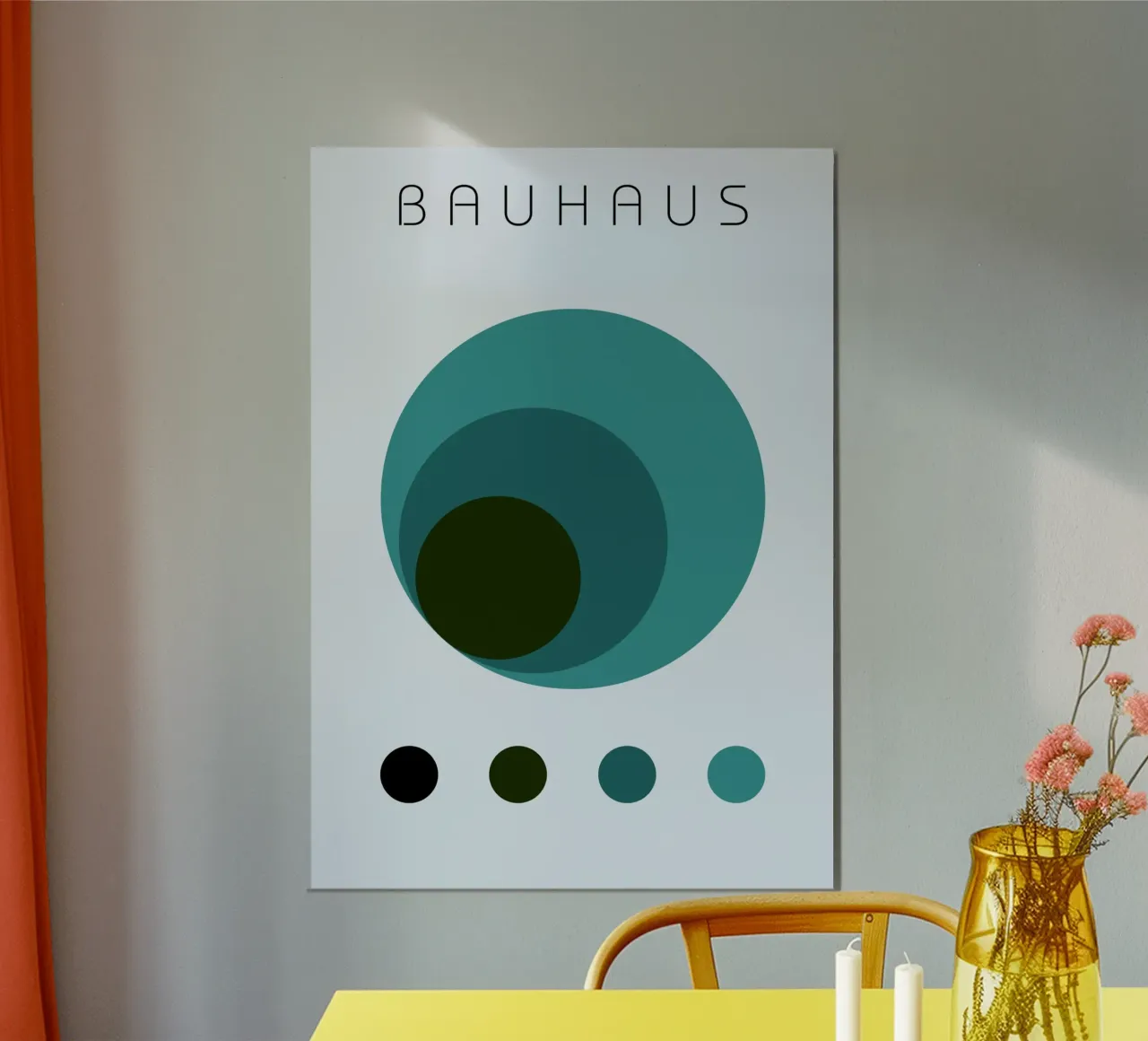 Bauhaus abstracte groenblauwe cirkels kleurstudie kunst poster van NorwesClub