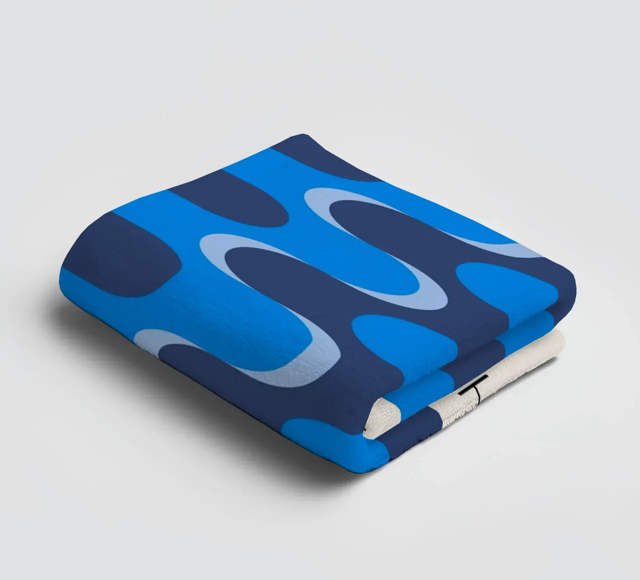 Bauhaus Style Abstract Blue Wavy Pattern Art towel by NorwesClub