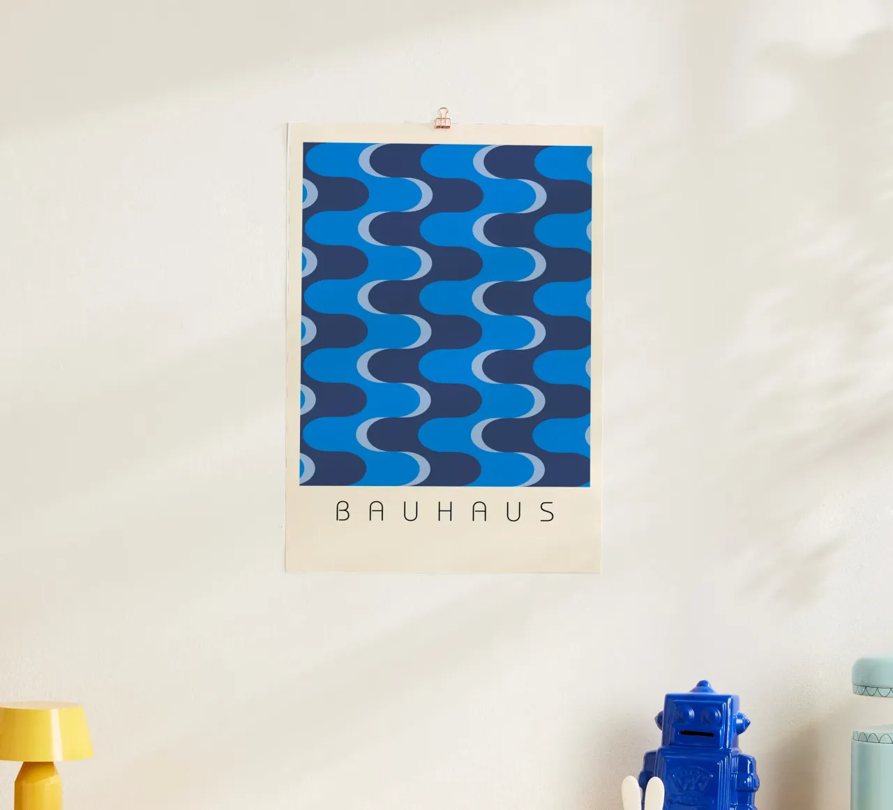 Arte astratta blu ondulata in stile Bauhaus poster da NorwesClub