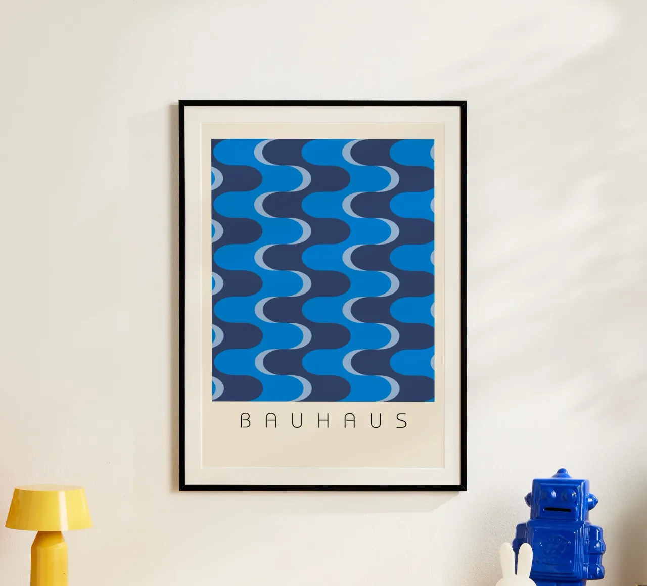 Arte astratta blu ondulata in stile Bauhaus poster da NorwesClub