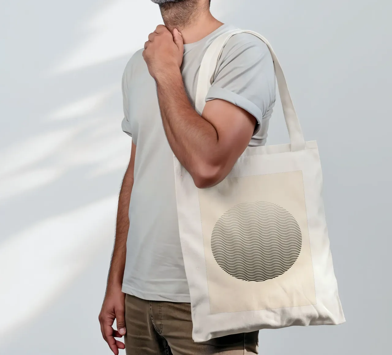 Jumig Abstract Op Art Wavy Circle Print tote bag by NorwesClub