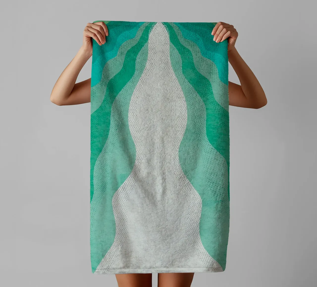 Abstract Organic Flowing Green Shapes Art towel by NorwesClub