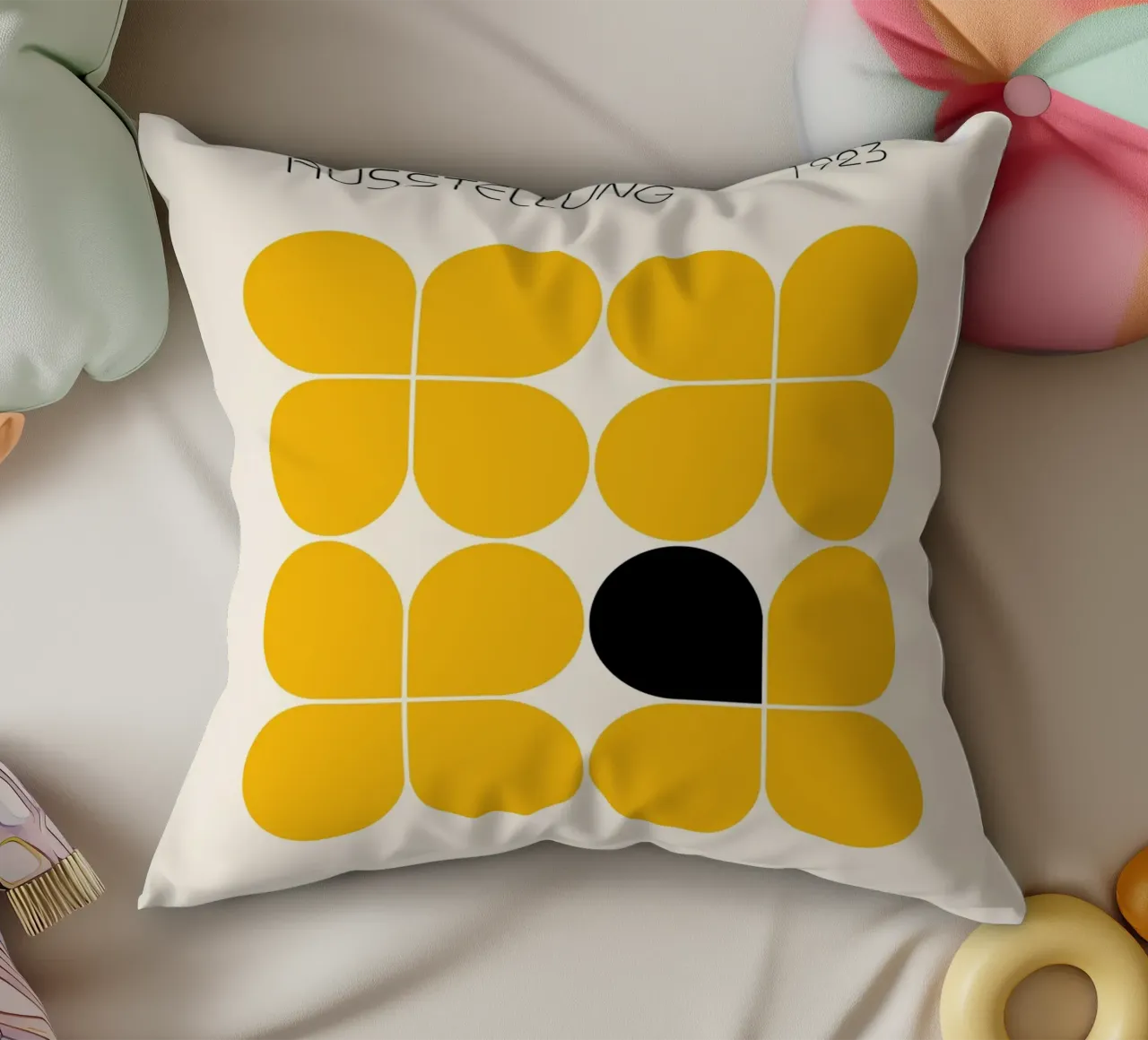Bauhaus 1923 Abstrait Jaune Noir Formes coussin de NorwesClub
