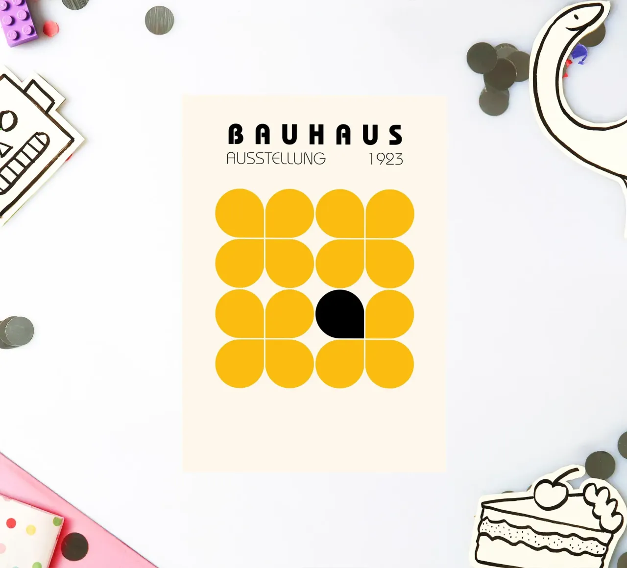 Bauhaus 1923 Abstrait Jaune Noir Formes autocollant de NorwesClub