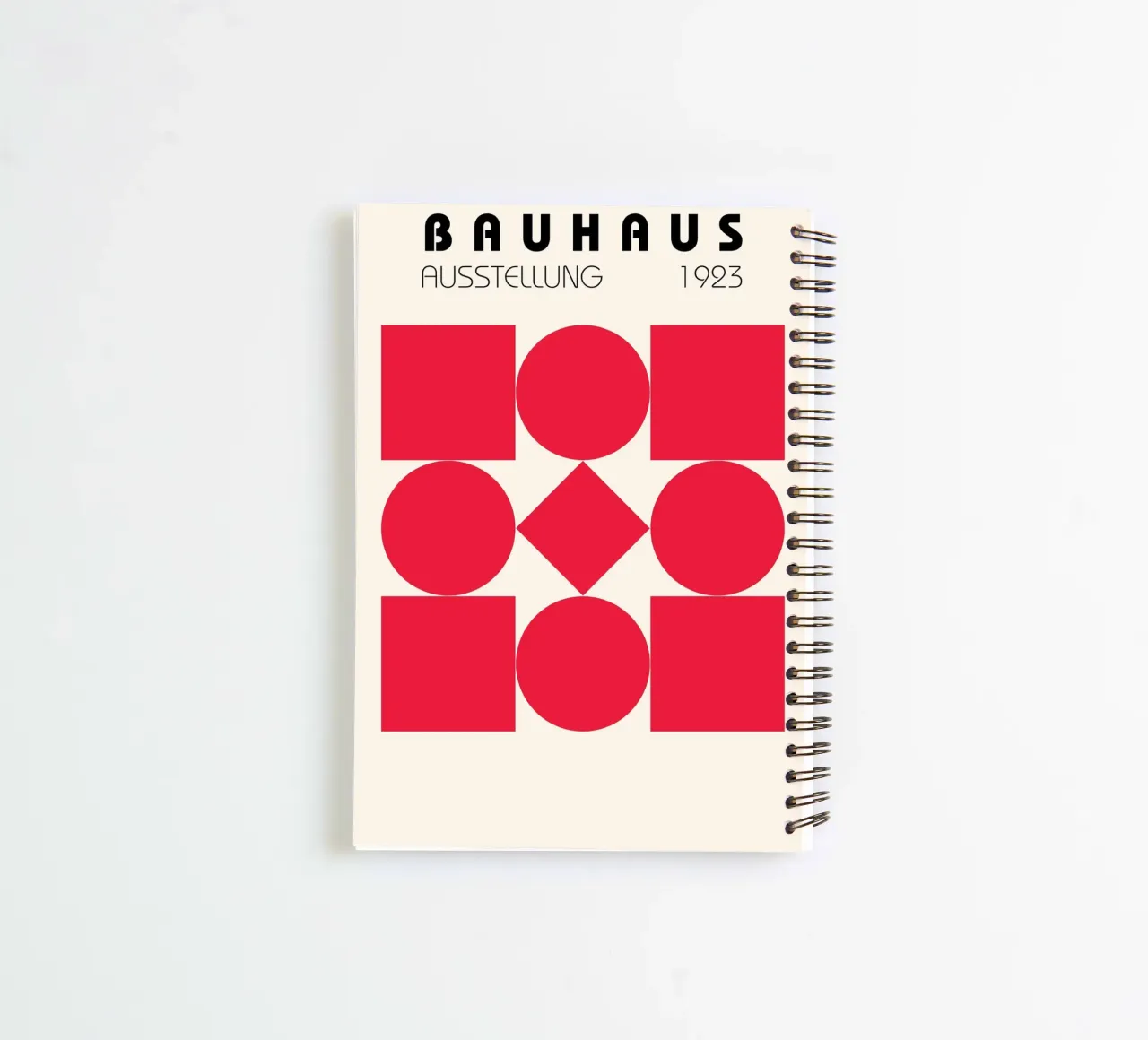 Bauhaus 1923 Geometric Red Shapes Poster spiral notebook by NorwesClub