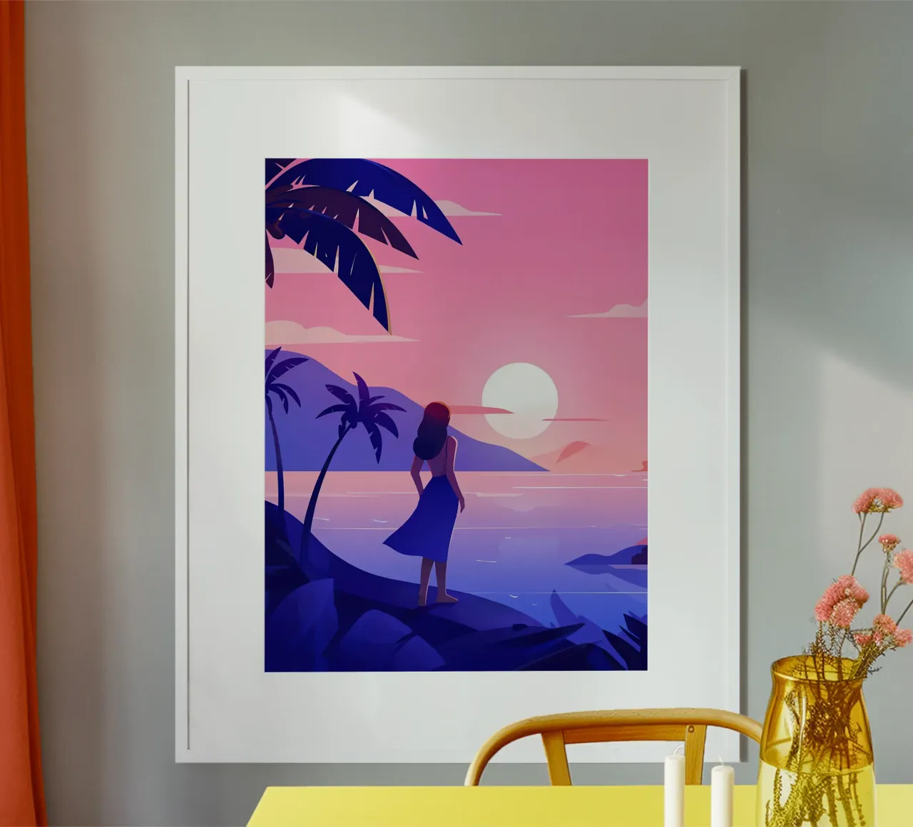 Girl Looking At Sunrise On The Beach Lofi Art hahnemühle by LoFi Gallery