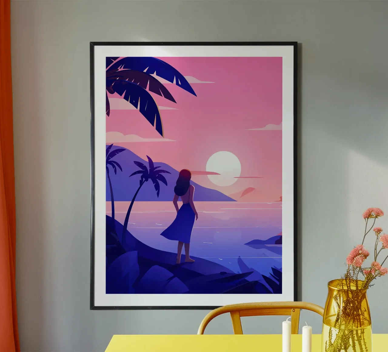 Girl Looking At Sunrise On The Beach Lofi Art hahnemühle by LoFi Gallery