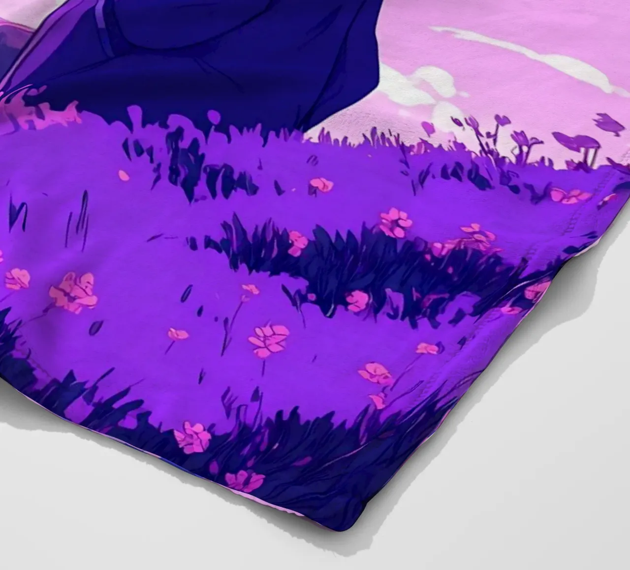 Una persona con sciarpa in piedi su una discesa Lofi Art coperta in pile da LoFi Gallery