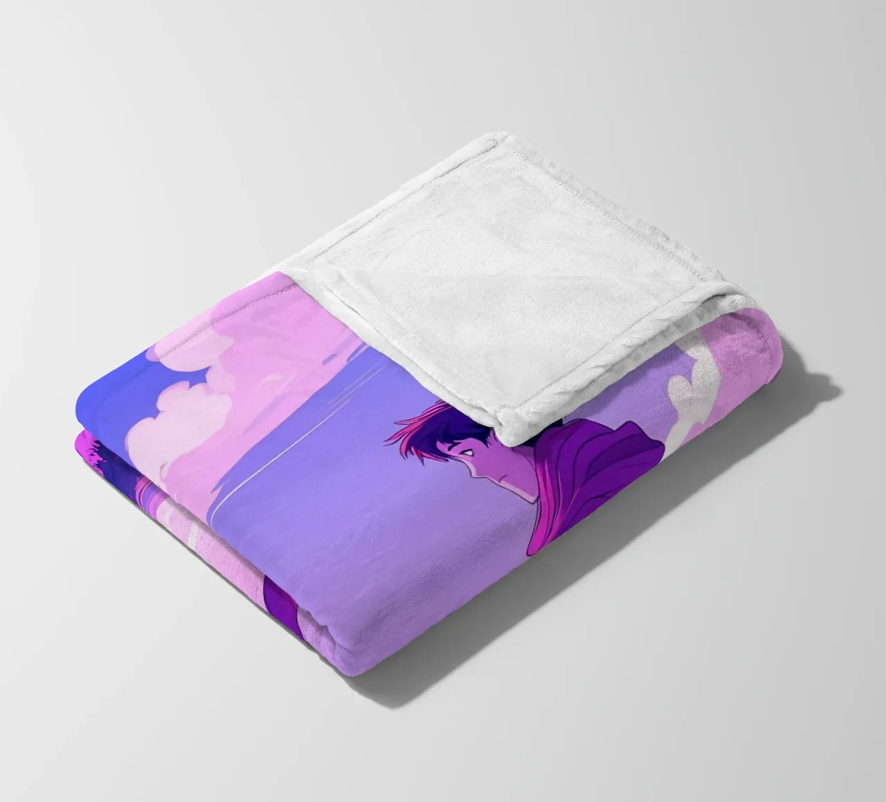 Una persona con sciarpa in piedi su una discesa Lofi Art coperta in pile da LoFi Gallery