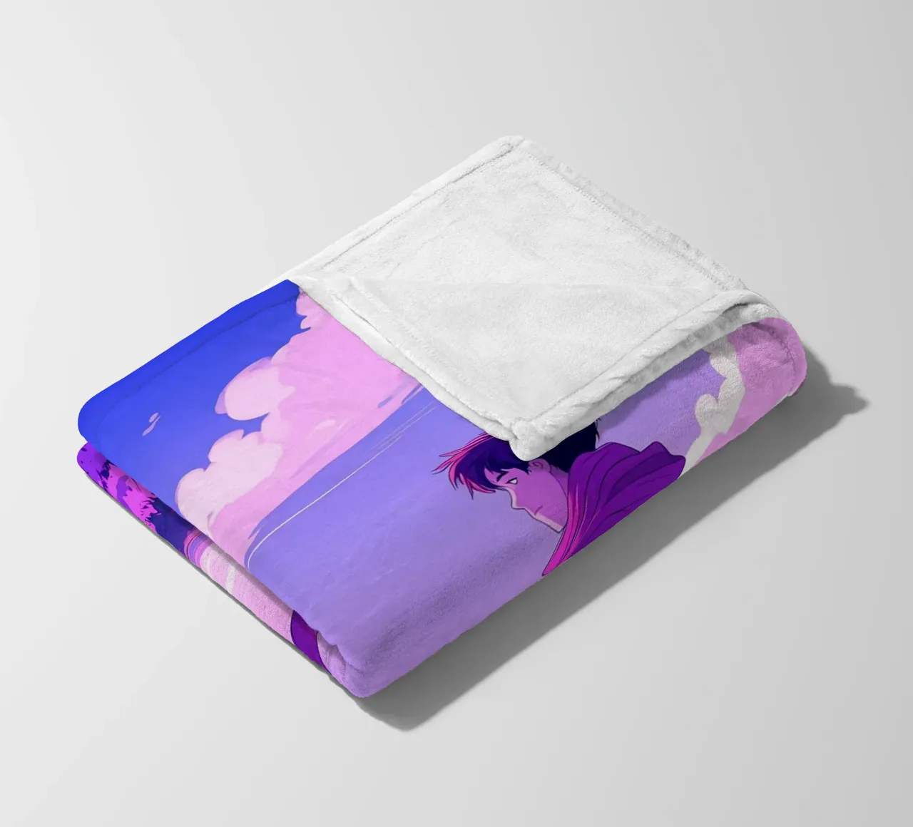 Una persona con sciarpa in piedi su una discesa Lofi Art coperta in pile da LoFi Gallery