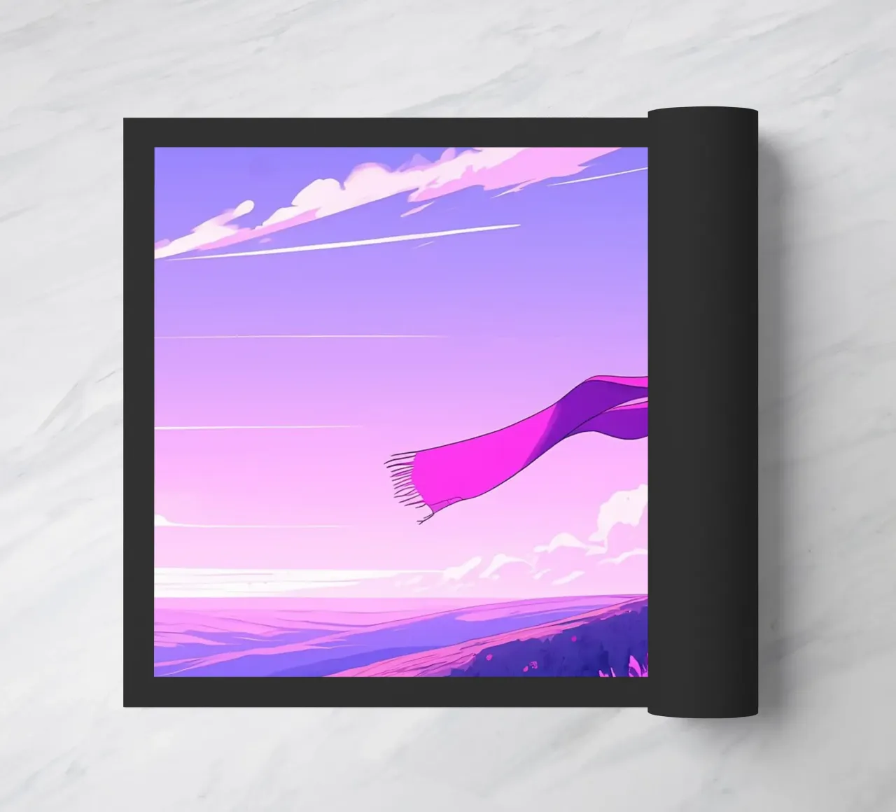 Una persona con sciarpa in piedi su una discesa Lofi Art zerbino da LoFi Gallery