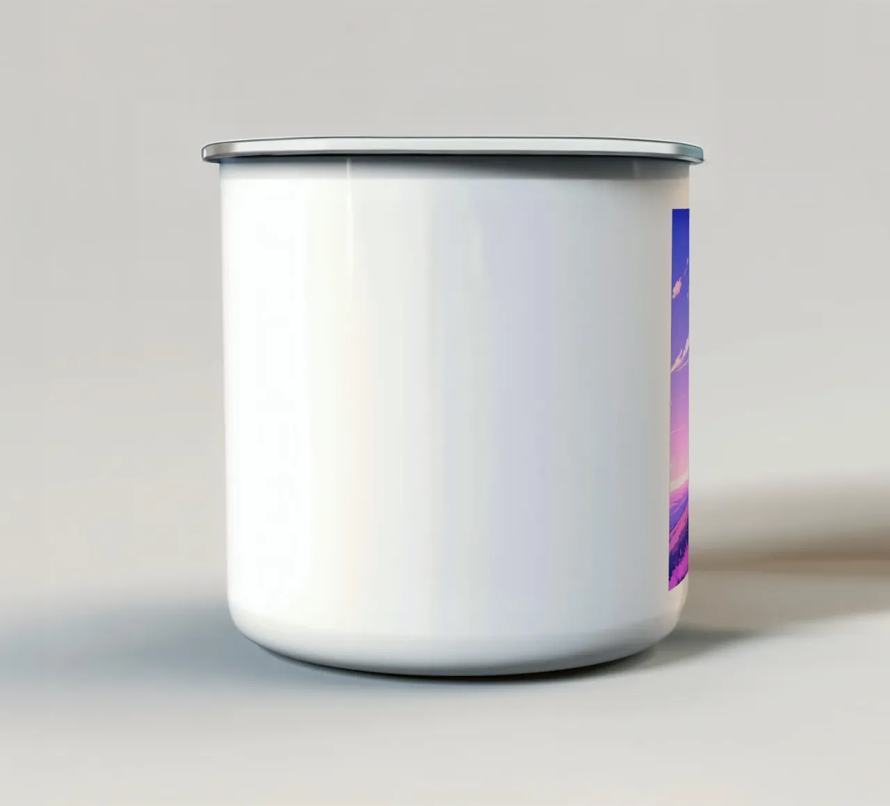 Une personne en écharpe debout dans une descente Lofi Art mug en émail de LoFi Gallery