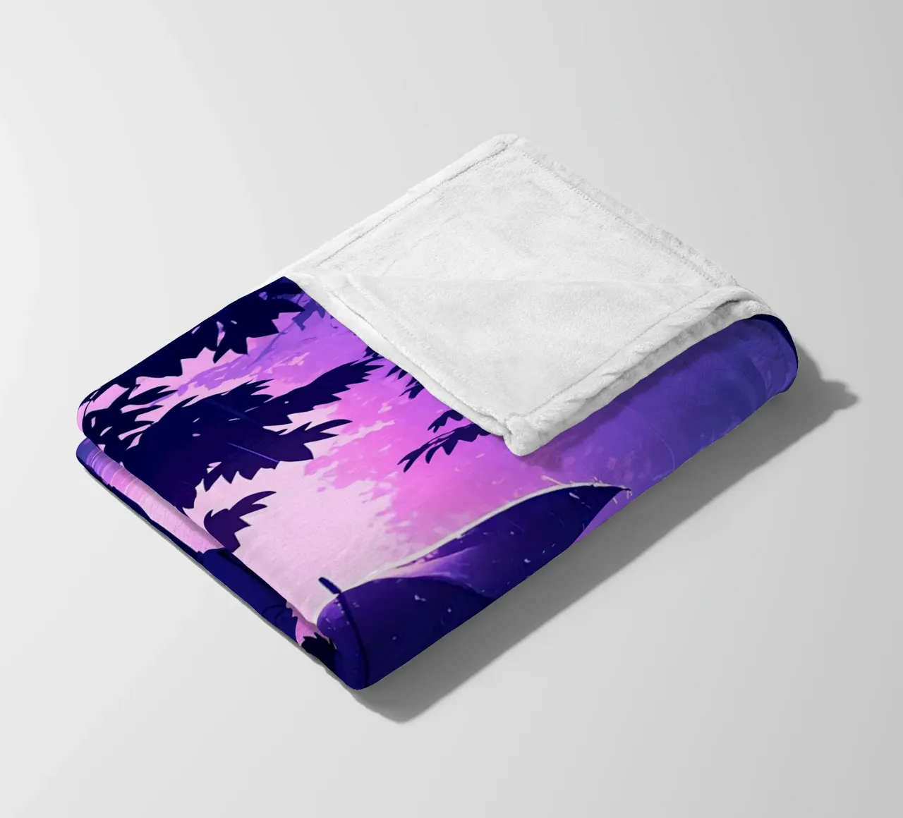 Un ragazzo con ombrello in piedi nel parco di notte pioggia Lofi Art coperta in pile da LoFi Gallery
