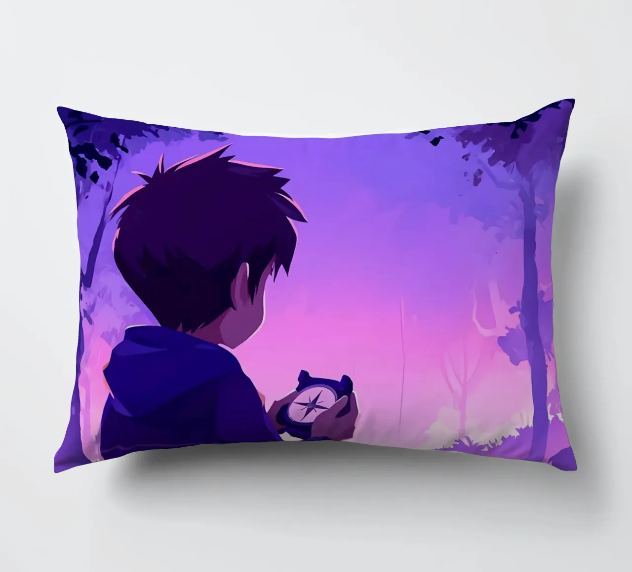 Un ragazzo perso nella giungla e in cerca di una direzione Lofi Art cuscino da LoFi Gallery