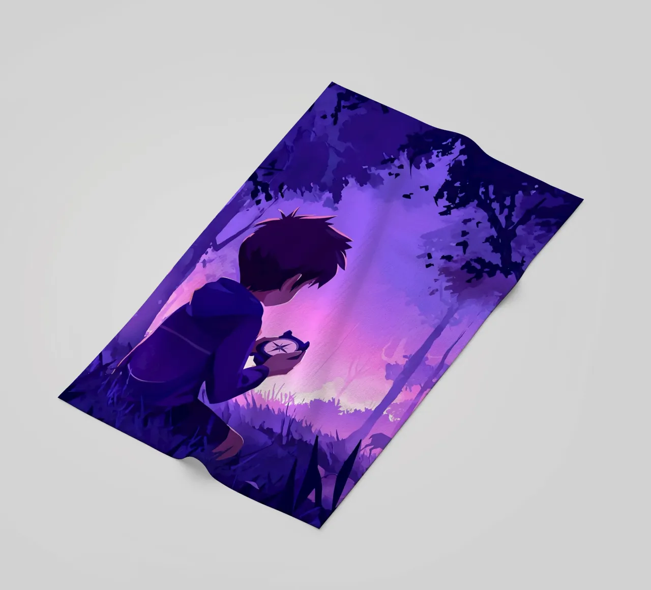 Un ragazzo perso nella giungla e in cerca di una direzione Lofi Art telo mare da LoFi Gallery