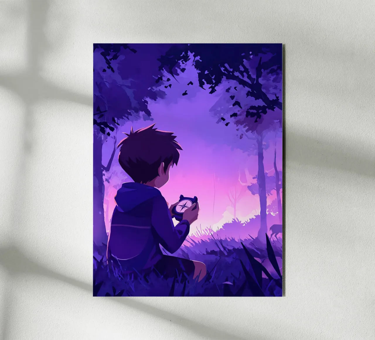 Un ragazzo perso nella giungla e in cerca di una direzione Lofi Art alluminio dibond da LoFi Gallery