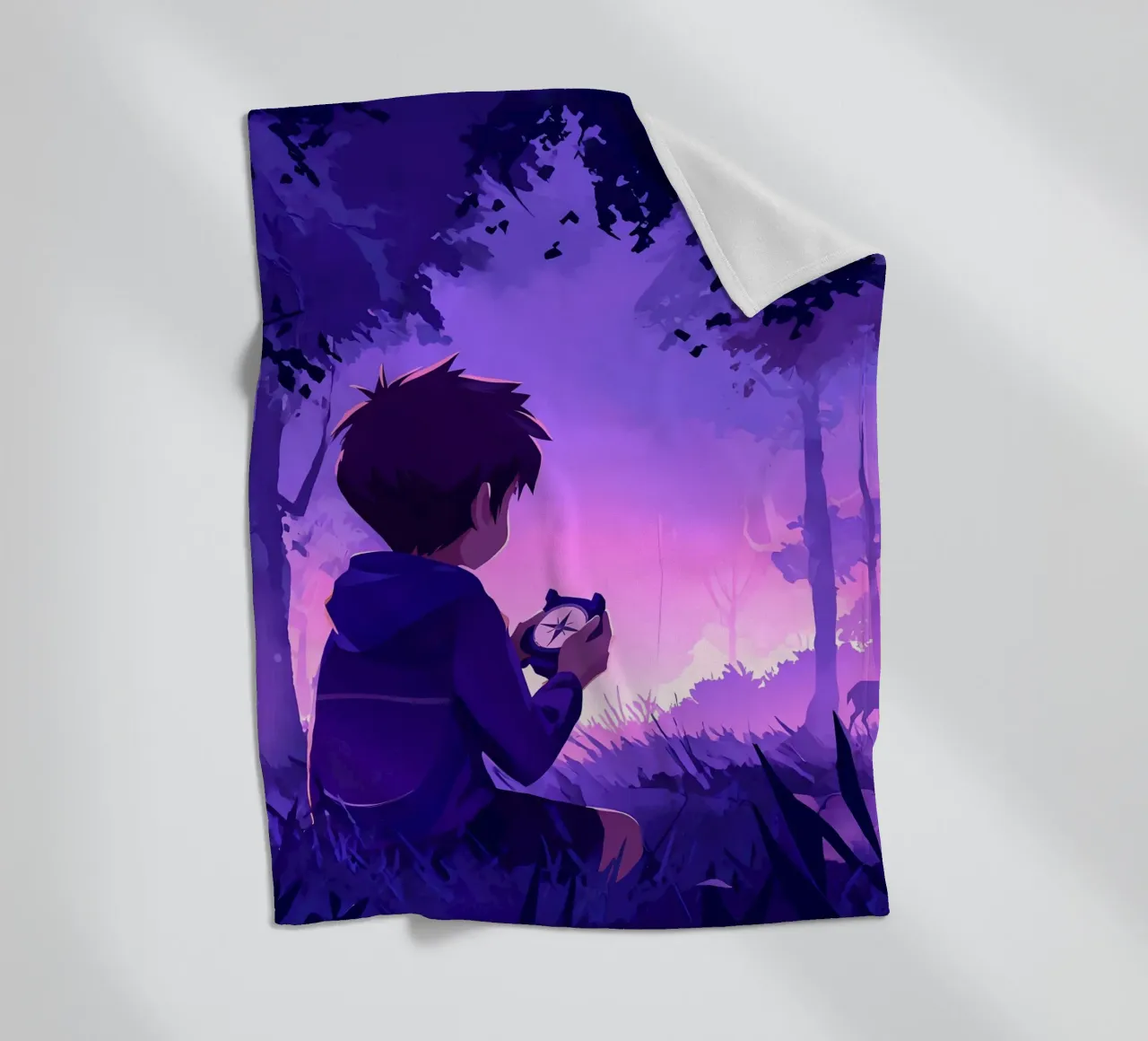 Un ragazzo perso nella giungla e in cerca di una direzione Lofi Art coperta in pile da LoFi Gallery