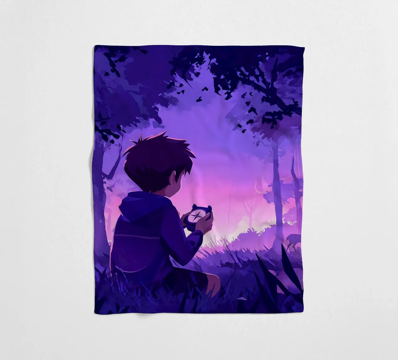 Un ragazzo perso nella giungla e in cerca di una direzione Lofi Art coperta in pile da LoFi Gallery