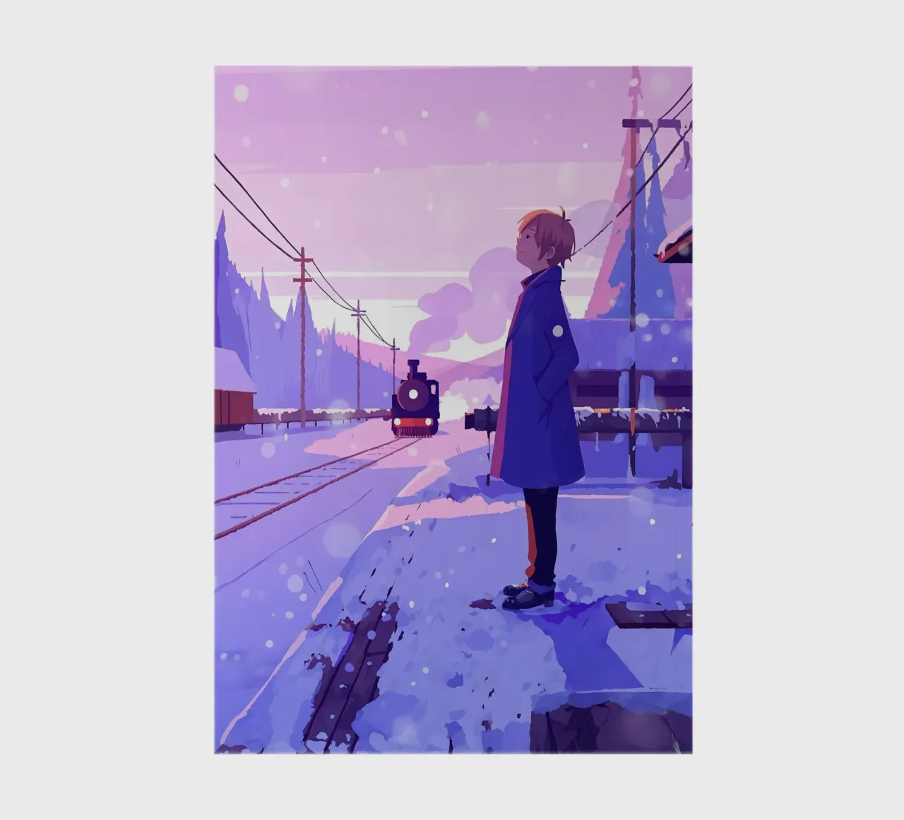 Un uomo che aspetta il treno alla stazione Lofi Art diario da LoFi Gallery