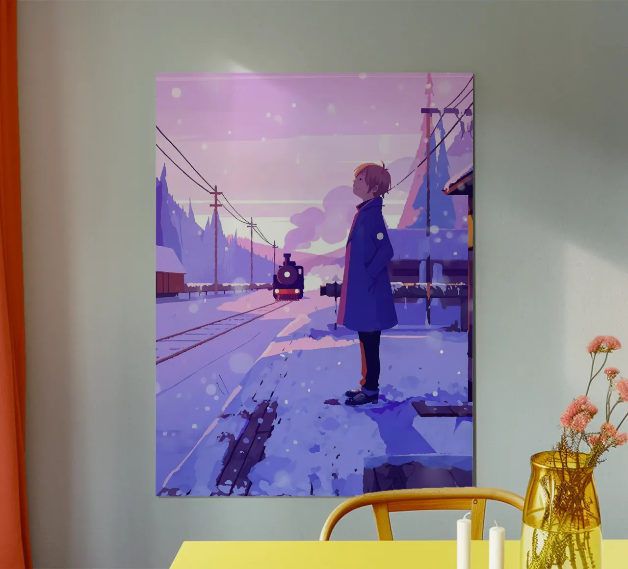 Un uomo che aspetta il treno alla stazione Lofi Art poster da LoFi Gallery