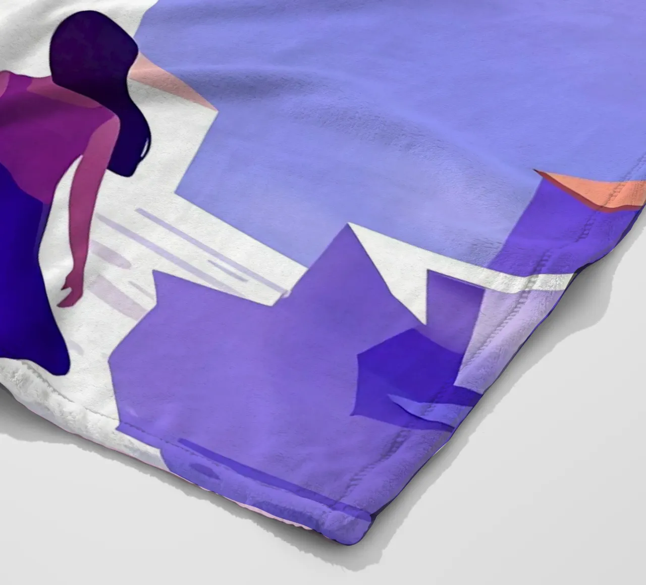 Donna che cammina all'Oceanside Village Lofi Art coperta in pile da LoFi Gallery