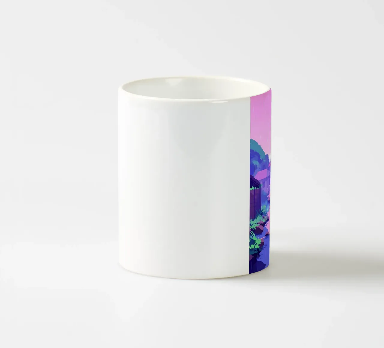 Un ragazzo che cammina verso il villaggio Lofi Art tazza in ceramica da LoFi Gallery