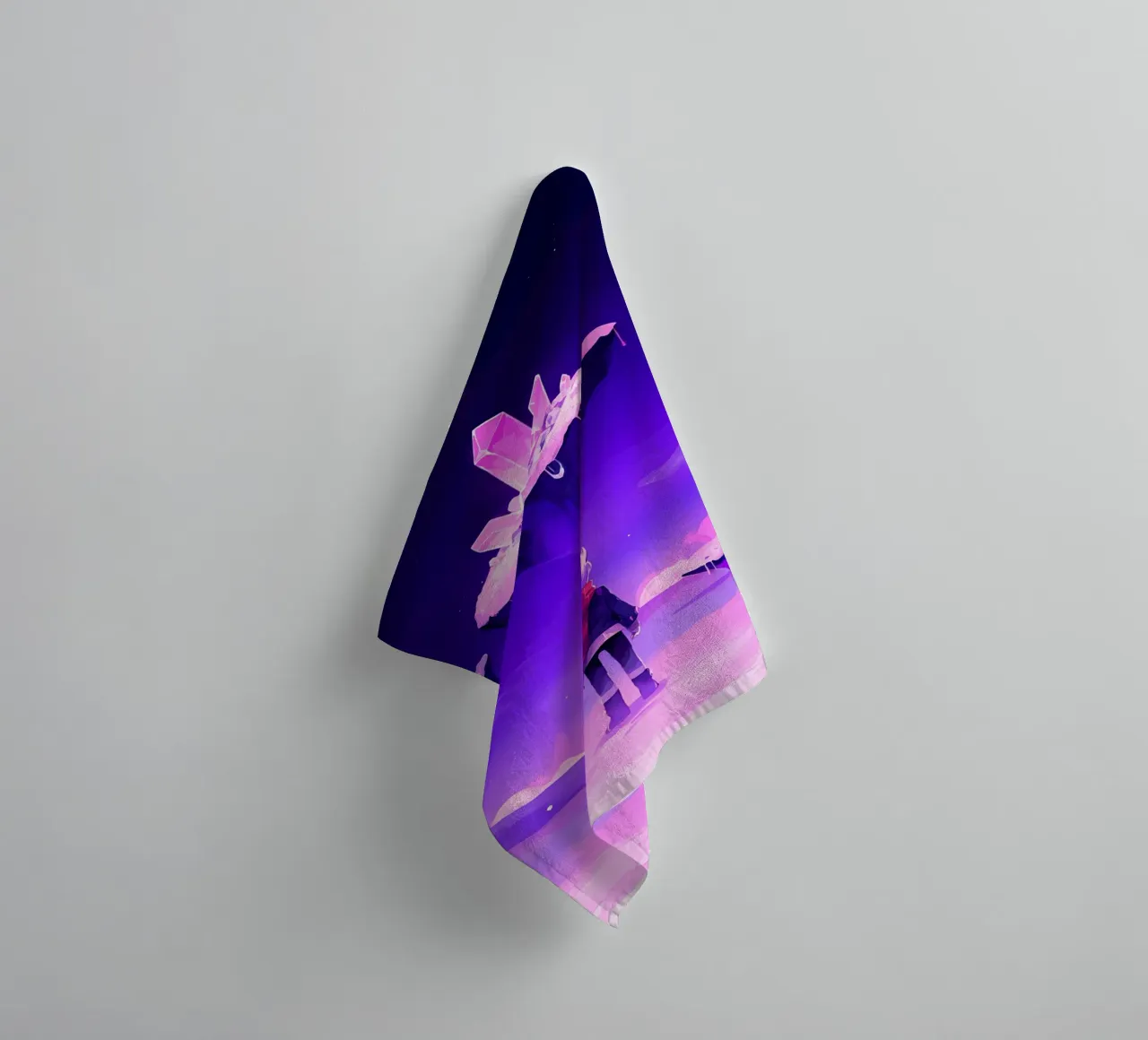 A Boy Standing In Floating Crystal Island World Lofi Art towel by LoFi Gallery