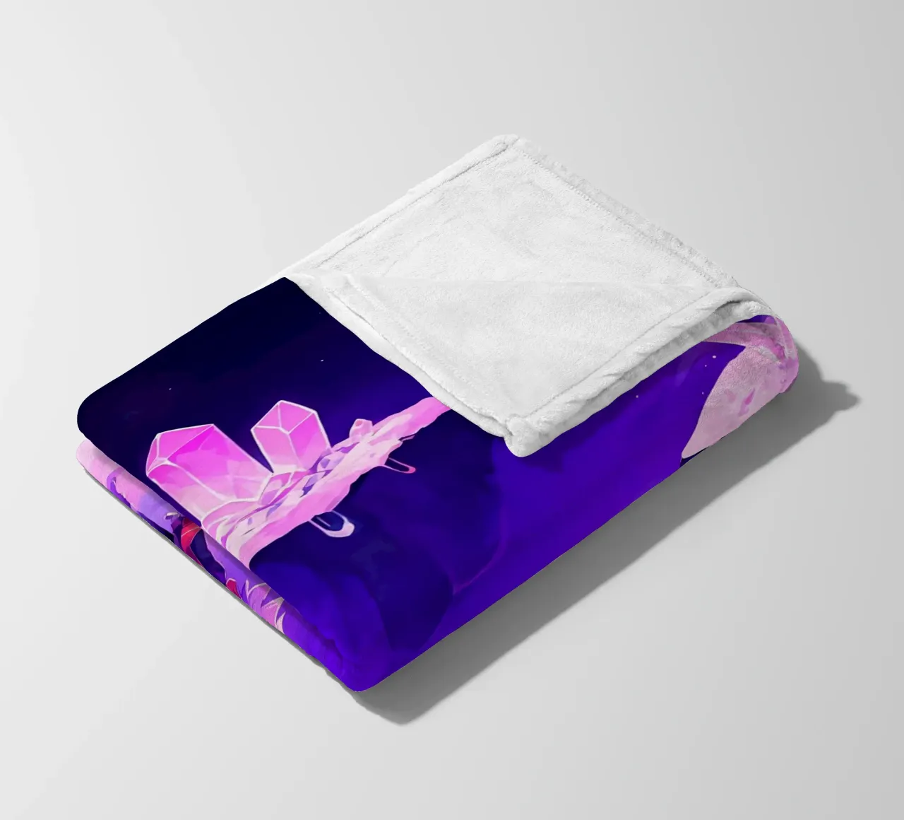 A Boy Standing In Floating Crystal Island World Lofi Art fleece blanket by LoFi Gallery