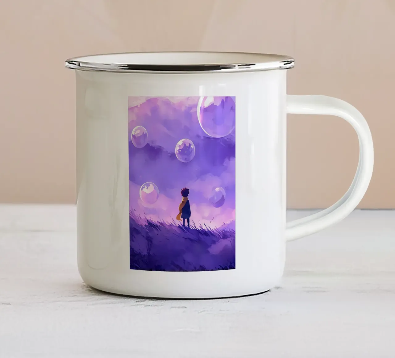 Un ragazzo nel mondo dei sogni Lofi Art tazza in smalto da LoFi Gallery