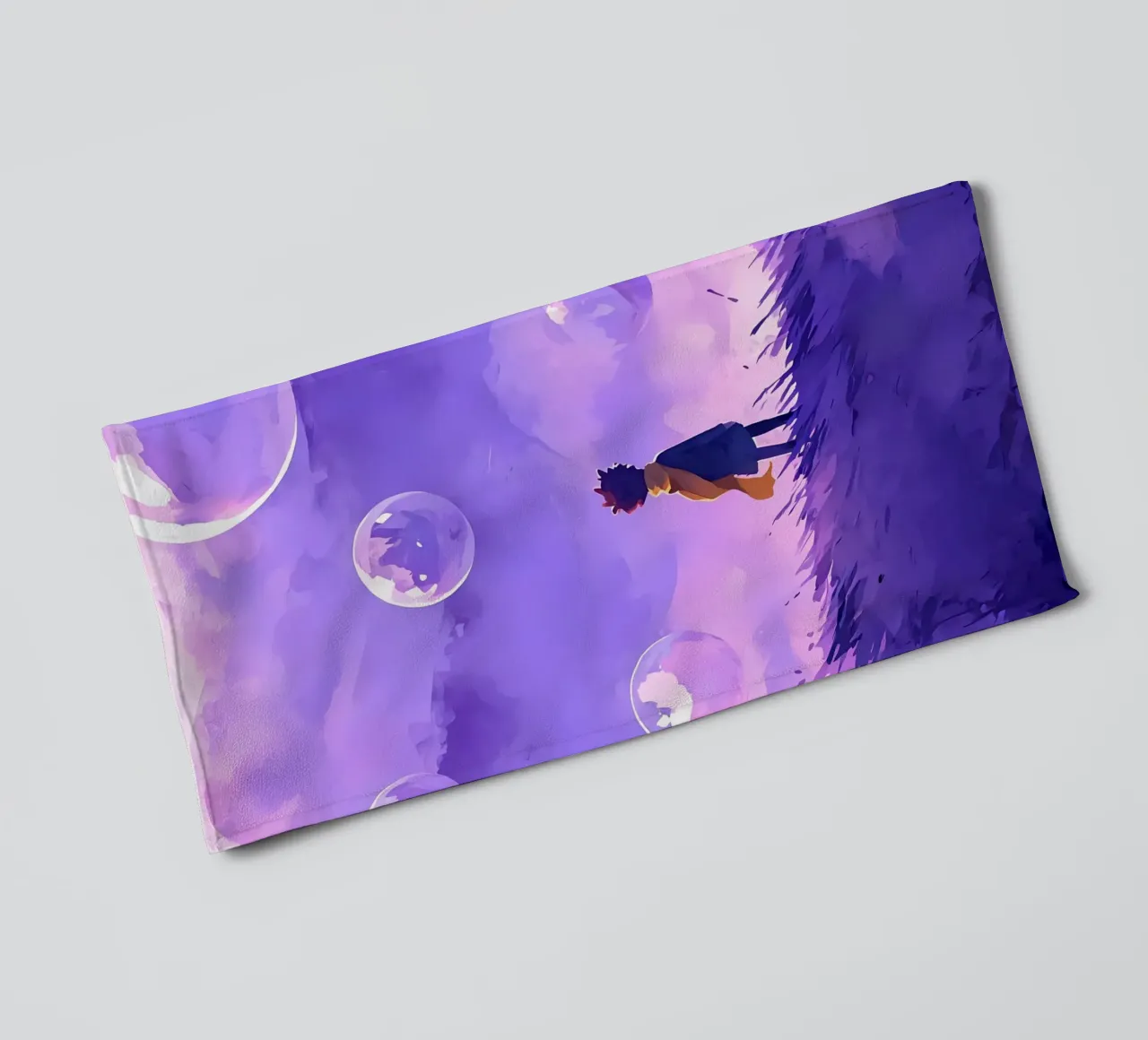 Un garçon dans un monde de rêve Lofi Art serviette de bain de LoFi Gallery