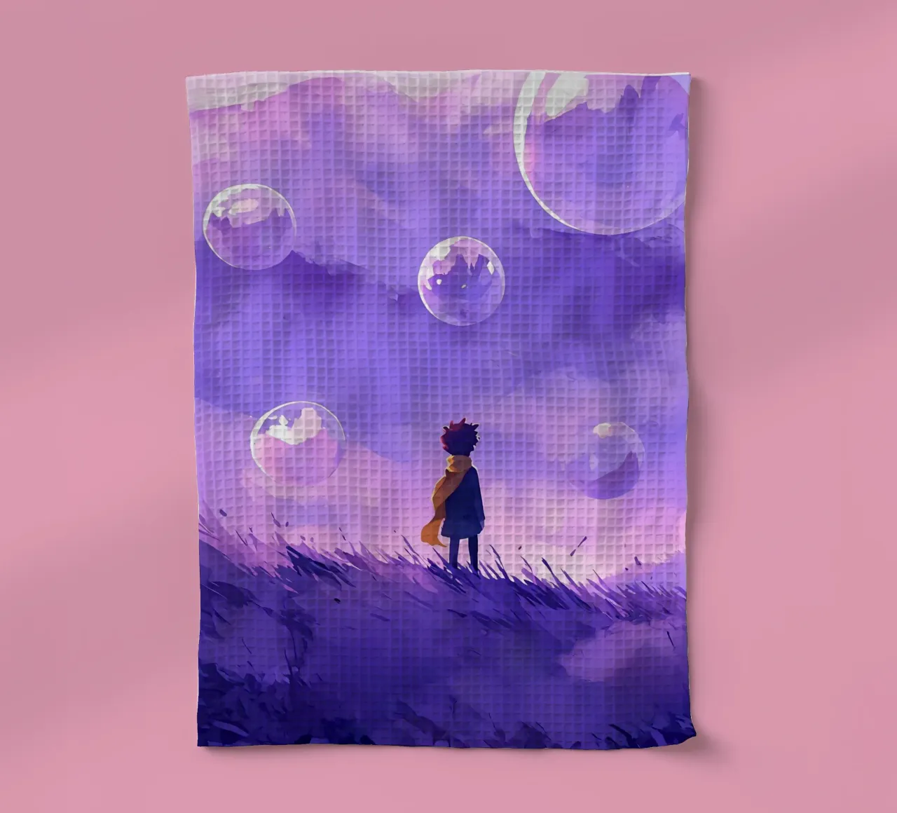 Un garçon dans un monde de rêve Lofi Art torchon de LoFi Gallery