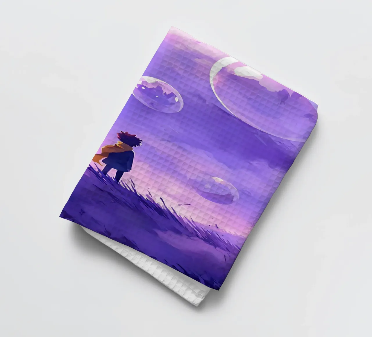 Un garçon dans un monde de rêve Lofi Art torchon de LoFi Gallery