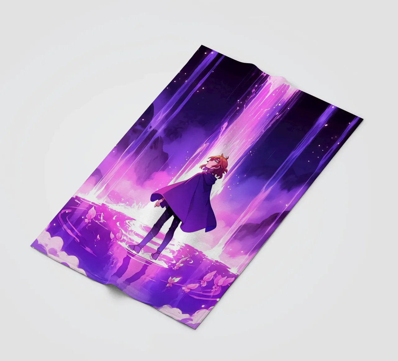 Un ragazzo in piedi in un mondo sconosciuto Lofi Art coperta in pile da LoFi Gallery