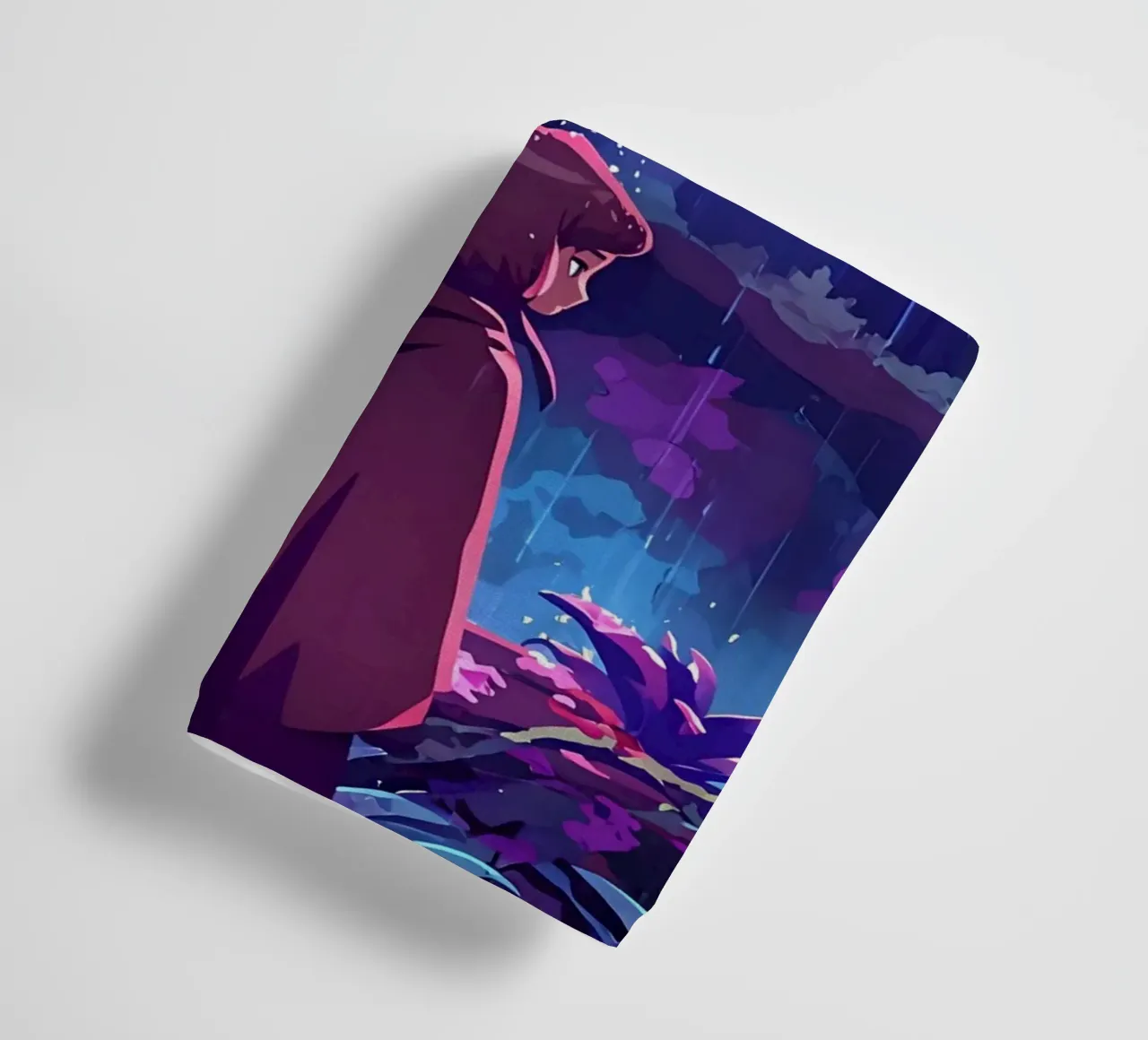 Une fille face à un léopard dans une forêt pluvieuse Lofi Art serviette de bain de LoFi Gallery
