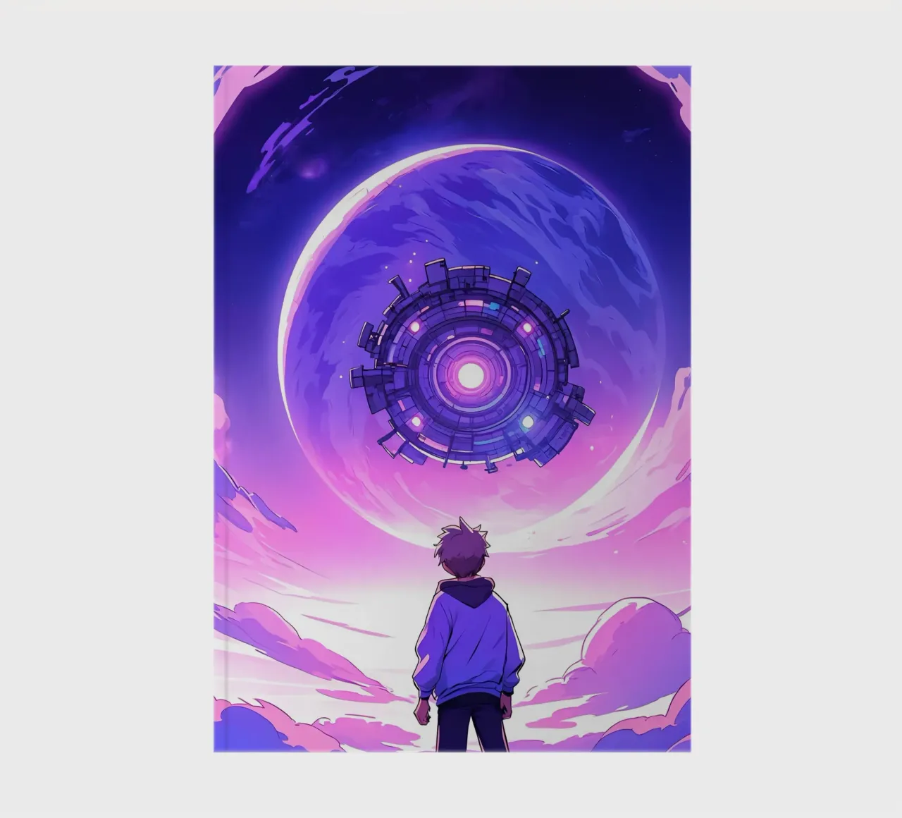 Un garçon debout dans un monde extraterrestre Lofi Art carnet de notes de LoFi Gallery