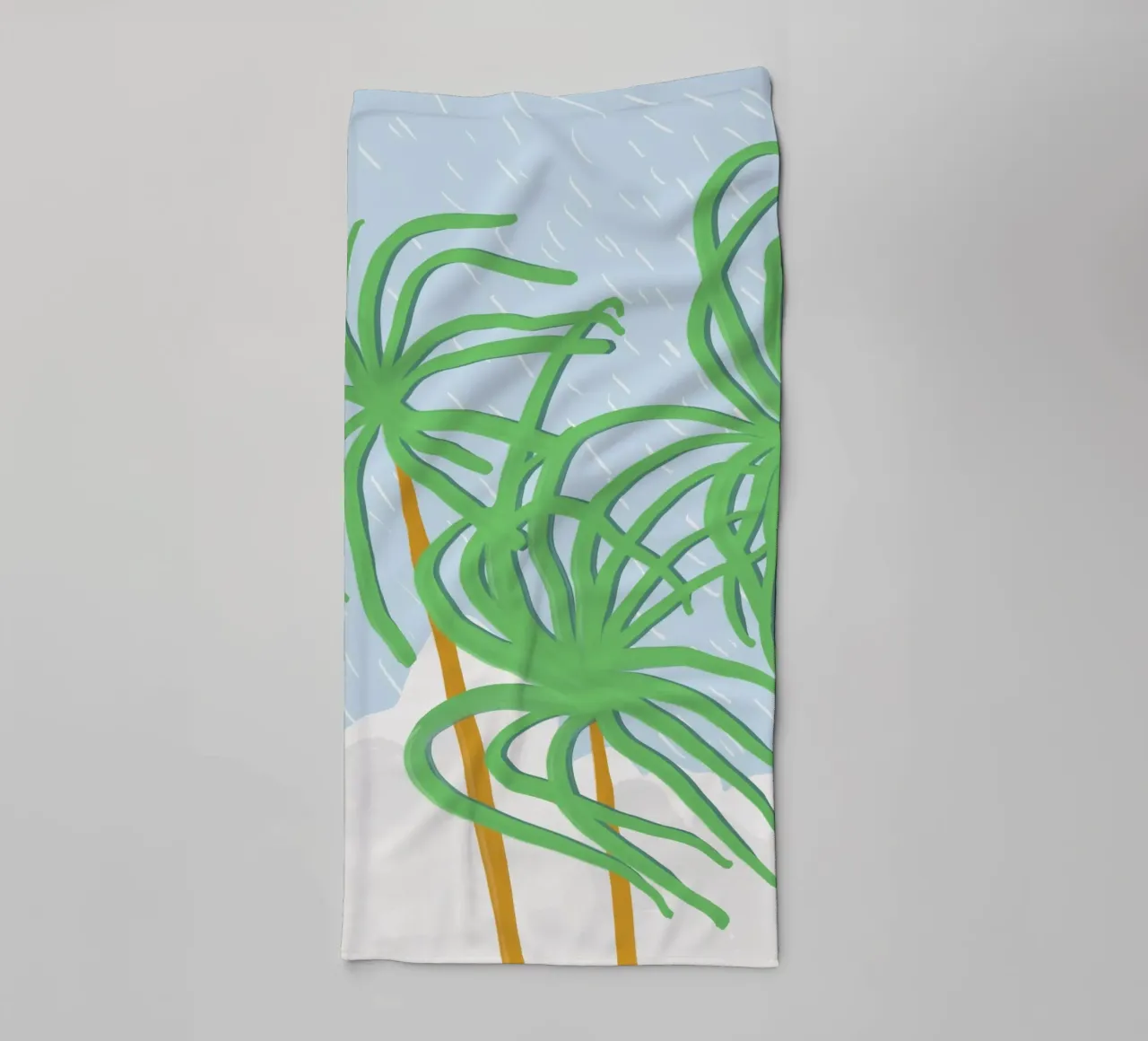 Beach palm swaying in the wind towel by Little Dean