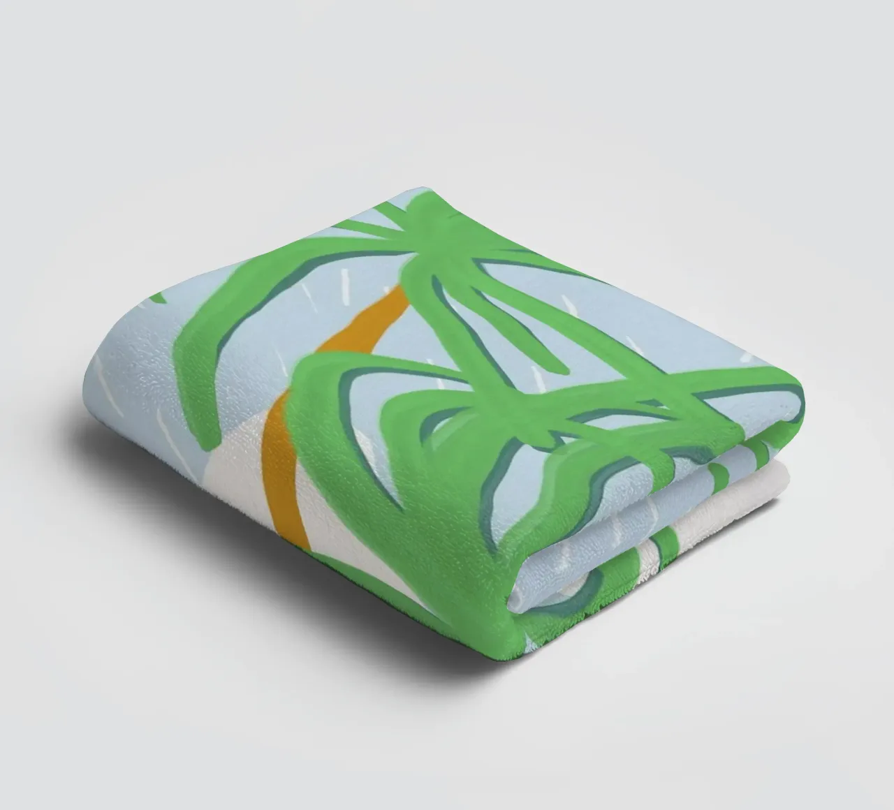 Beach palm swaying in the wind towel by Little Dean