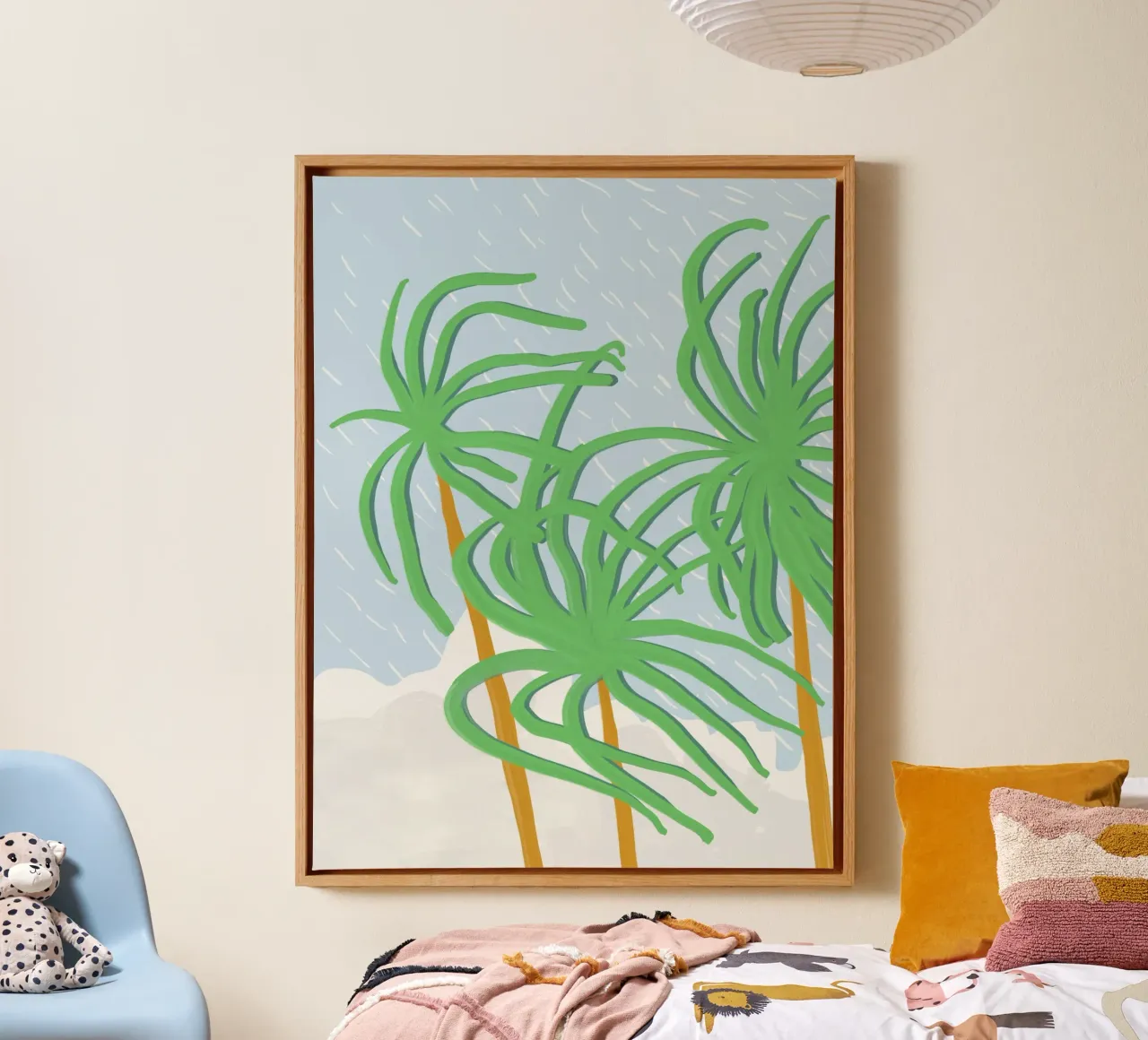 Strandpalm wiegend in de wind canvas met Baklijst van Little Dean