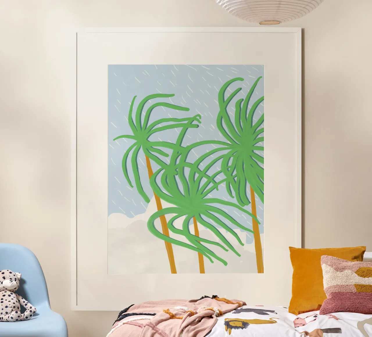 Beach palm swaying in the wind poster by Little Dean