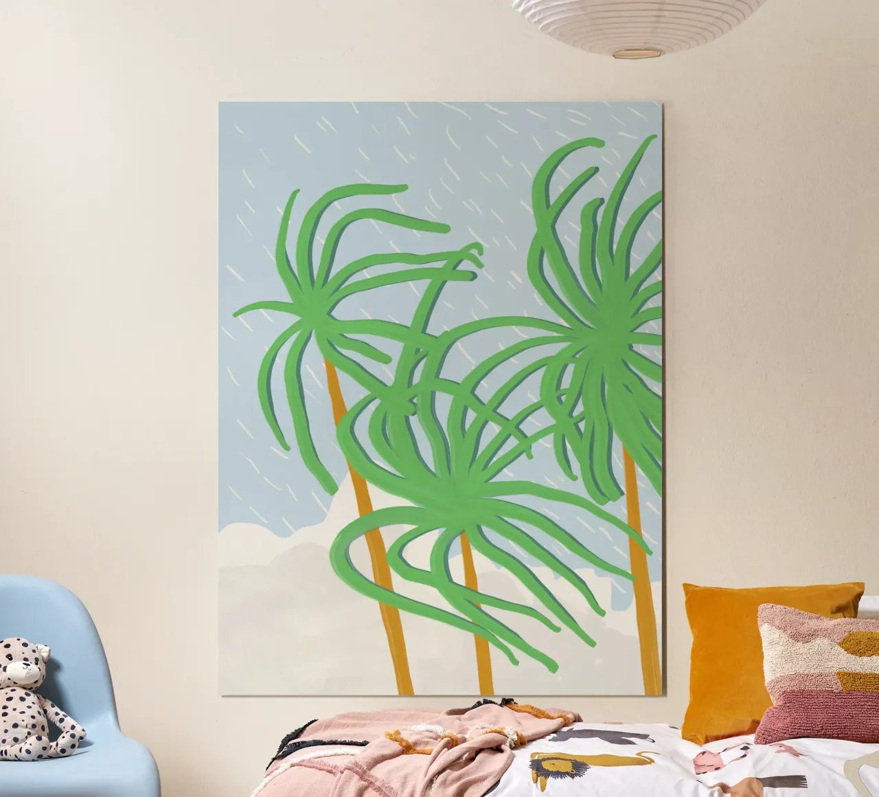 Beach palm swaying in the wind poster by Little Dean
