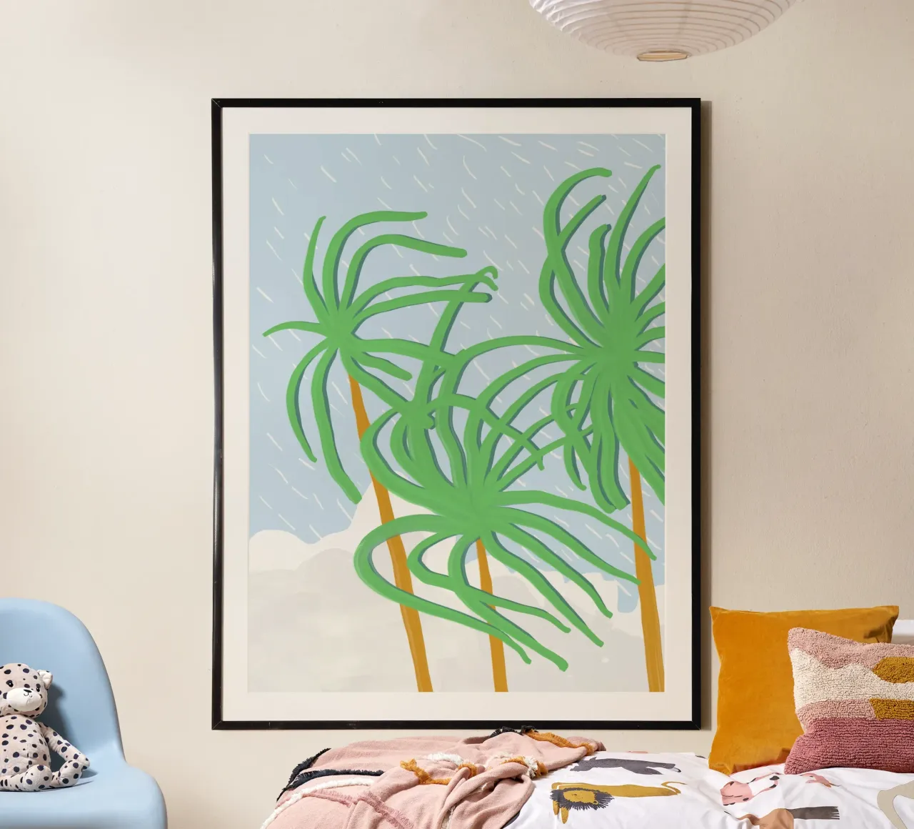Beach palm swaying in the wind poster by Little Dean
