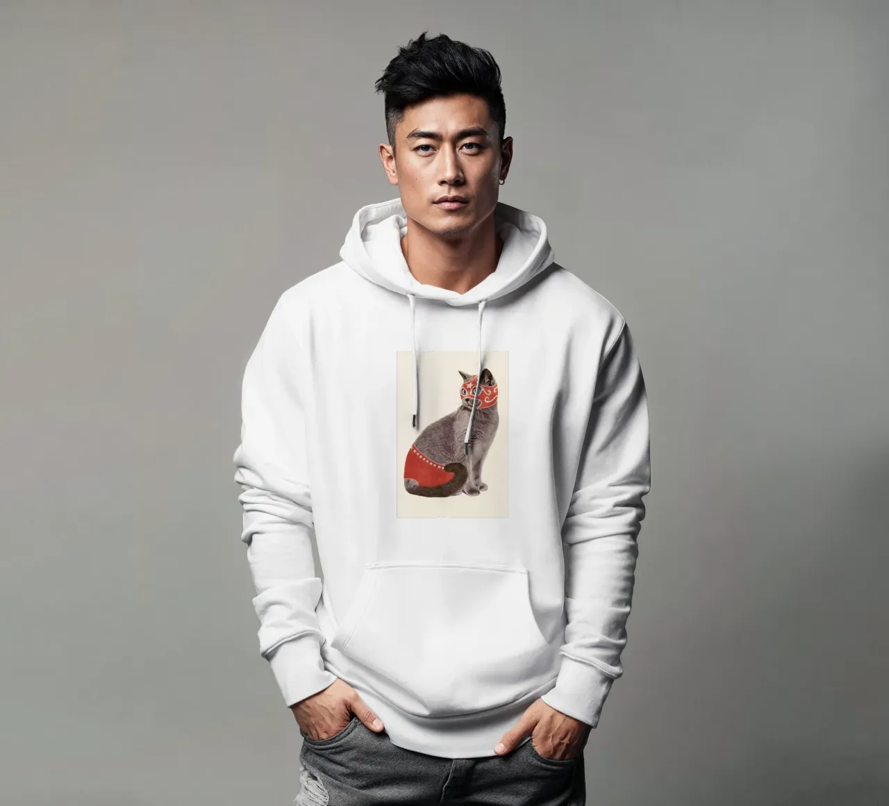 Chat Catcheur Print felpa con cappuccio da Florent Bodart