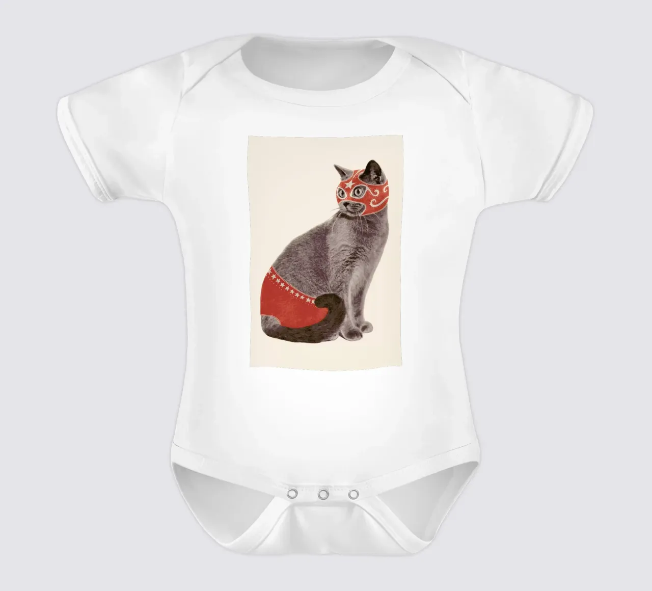 Chat Catcheur Print body neonato maniche corte da Florent Bodart