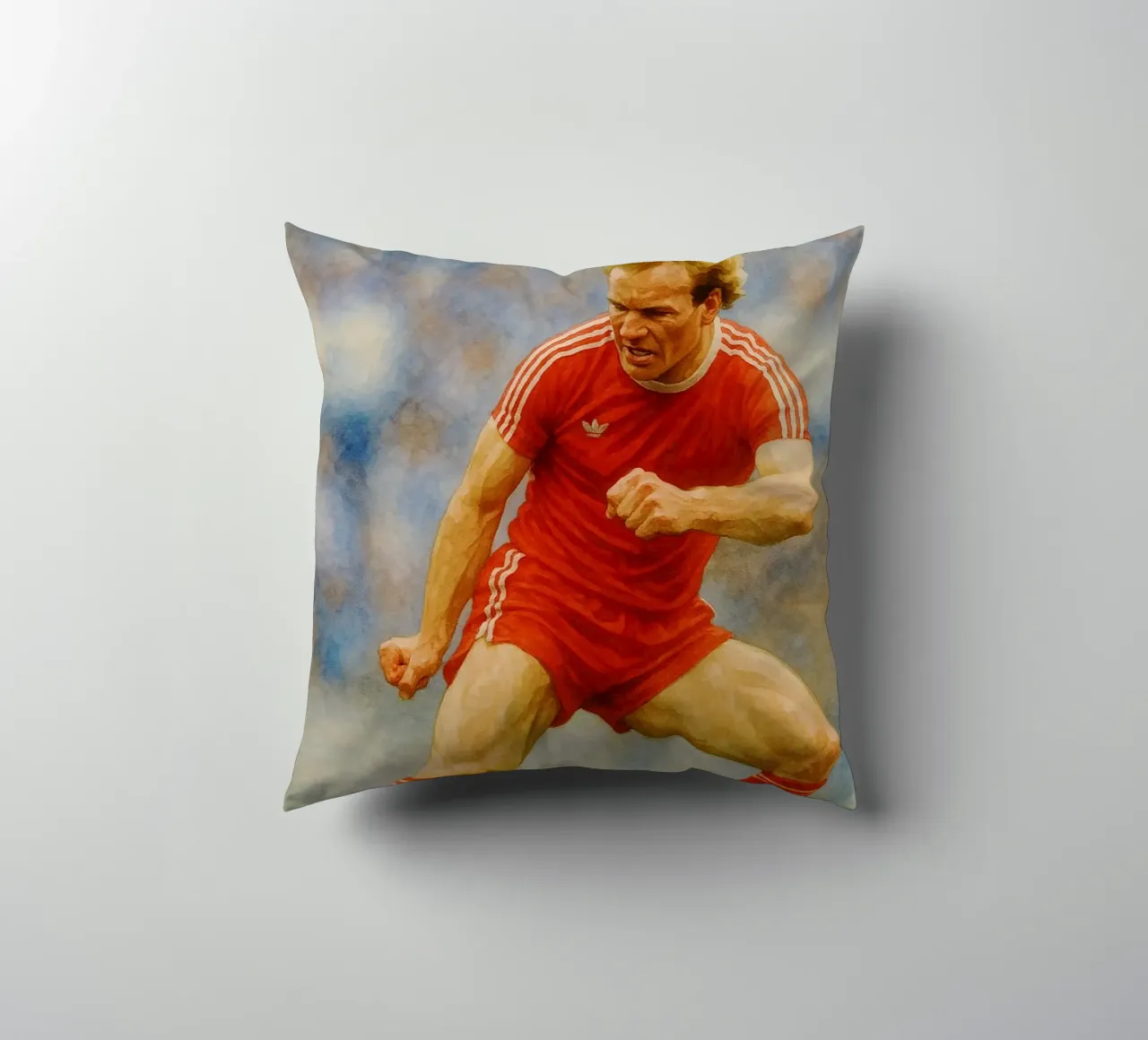 Karl-Heinz Rummenigge Repainting Imagination Redrawing decorative cushion by MOKAIYA
