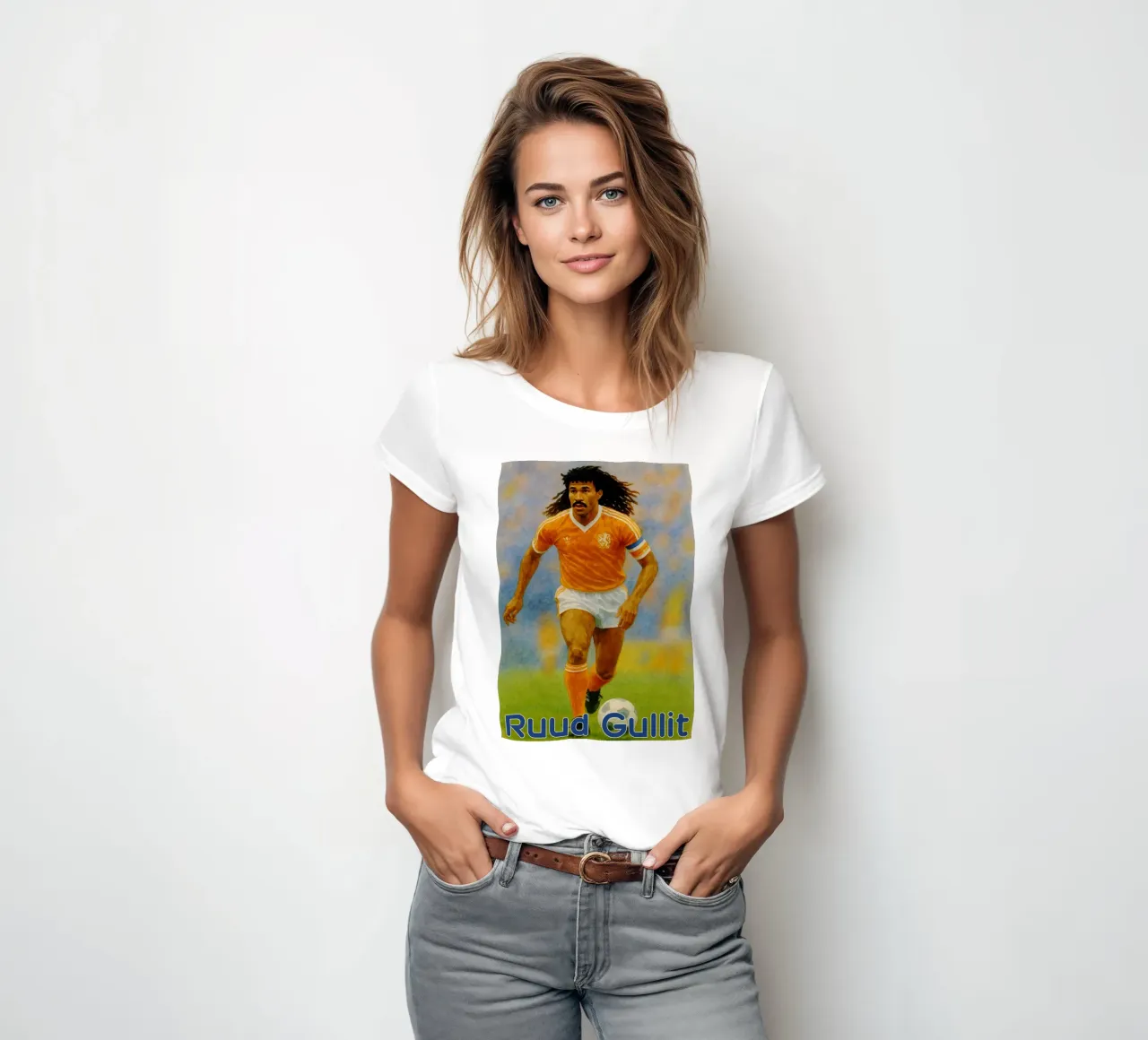 Ruud Gullit Repainting Imagination Redrawing women's fitted t-shirt by MOKAIYA